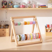Wooden Ribbon Rack Solid Wood Construction Wooden Ribbon Organizer Multi-Functional Yarn Storage Display for DIY Enthusiasts, Crafters, Art Studio