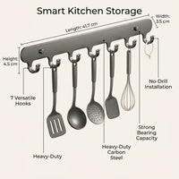 Closet and Pantry Organizer with Rotatable Wall Hooks for Kitchen Utensils, Removable Mounted Storage for Home Cooks