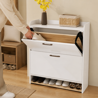 Wooden Shoe Box, Entryway Storage, Slim Type, Shoe Cabinet, With Adjustable Shelves, Fits 12-42 Pairs, Natural Light Wood, Shoe Cabinet