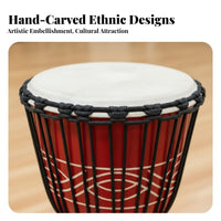 Beginner Friendly African Djembe Sheepskin Head Rope-Tuned Djembe African Hand Drumatskin Drumhead Percussion Instrument Authentic Sound for Beginners, Children, Music Students, Home Practice, Outdoor Gathering, Live Performances