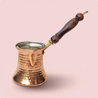 Handmade Turkish Cezve Tin-Lined Hammered Cezve Pouring Lip Copper Ibrik Stovetop Safe for over a Flame