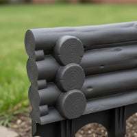 Easy Assembly Plastic Garden Fence Weather Resistant Faux Wood Lawn Edging Log Pile Design Garden Edging for Gardeners, DIY Enthusiasts, Vegetable Plot, Pathway, Patio