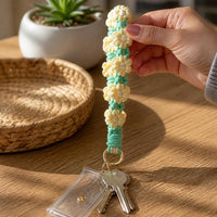 Hand-Woven Daisy Phone Lanyard with Camera Strap