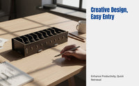 Wooden Business Card Holder, Creative Multi-Compartment Organizer, Card Storage Box for Office, Home, Desk