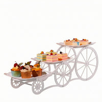 White Three-Tier Dessert Stand Scalloped Edges Dessert Display Stand Freestanding Three-Tier Serving Tray Stepped Design for Afternoon Tea