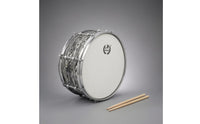 Chrome-Colored Hardware stripedPattern Snare Drum White Drumhead 14-Inch Snare Drum Natural Stick Attack Percussion Instrument Enhanced Reverberation