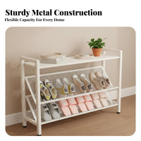 Space Saving Multi-Tier Shoe Rack Sturdy Construction Freestanding Entryway Shoe Stand Rust-Resistant Multifunctional for Homeowners, Families, Hallway, Small Areas, Bedroom, Dorm Room