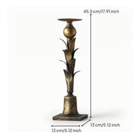 Pillar Candle Holder Antique-Style Candle Holder with Leaf Design for Sideboard