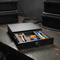 Lockable 19" 2U Drawer Travel Case, Universal Microphone Receiver Rack Drawer