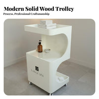 Cosmetic Station Cart Sturdy Wood Construction Spa Tool Trolley Esthetician Trolley Cart With Wheels Rolling Spa Station