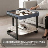 Modern Design Square Pedestal Table Minimalist Aesthetic 2-Tier Square Table Light Luxury aesthetic Nightstand Space-Saving for Homeowners, Apartment Dwellers, Interior Designers, Living Room, Bedroom, Small Spaces, Entryway