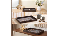 Jewelry Tray with Padded Insert Wood-Look Jewelry Display Tray Slim-Profile Rectangular for Collectors, Dresser, Retail Counter