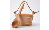 Sauna Bucket with Rope Handles Rustic Wooden Sauna Bucket and Ladle Set Traditional for Spa Professionals, Steam Room, Bathhouse