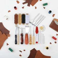 Multi-Functional Leather Hand Sewing Tool Set Long-Lasting Material Leather Stitching Punch Kit DIY Leathercraft Starter Set for Crafters, Beginners