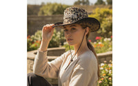 Cowboy Hat with Chin Cord Western-Style Leopard Print Hat Rhinestone for Women, Festivals, Photo Shoots, Streetwear