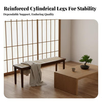hardwood Wood Frame Woven Top Wooden Bench Japanese aesthetic Woven Top Bench Retro Design Long Stool Minimalist Aesthetic for Interior Designers, Homeowners, Families, Entryway, Bedroom, Dining Room