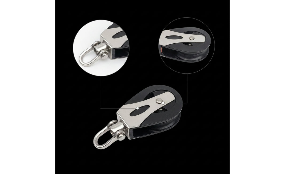 Stainless Steel Single Pulley Compact Rope Pulley Corrosion-Resistant Block Heavy-Duty for Sailors, Marine Rigging