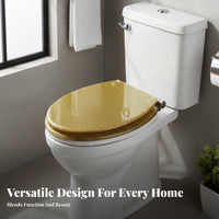 Easy to Install Universal Toilet Lid Quiet Operation Resin Toilet Seat Comfortable Bathroom Fixture Non-Yellowing for Homeowners, DIY Enthusiasts, Adults, Restroom, Home, Hotel