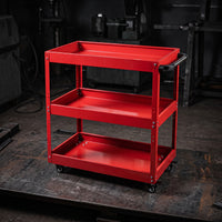 Compact 3-Tier Tool Cart with Pegboard Sturdy Rolling Tool Cart Secure Rolling Workshop Organizer with Hooks Wear-Resistant for Garage, Repair Shop
