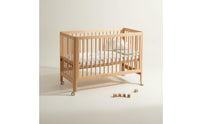 Beech Crib Multifunction Wooden Baby Crib Movable Baby Bed Solid Wood Non Finish for Newborns, Nursery, Bedroom