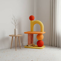Cat with Track Balls Vertical Cat Climber with Scratching Surface Indoor Furniture for Small Apartments, Living Room
