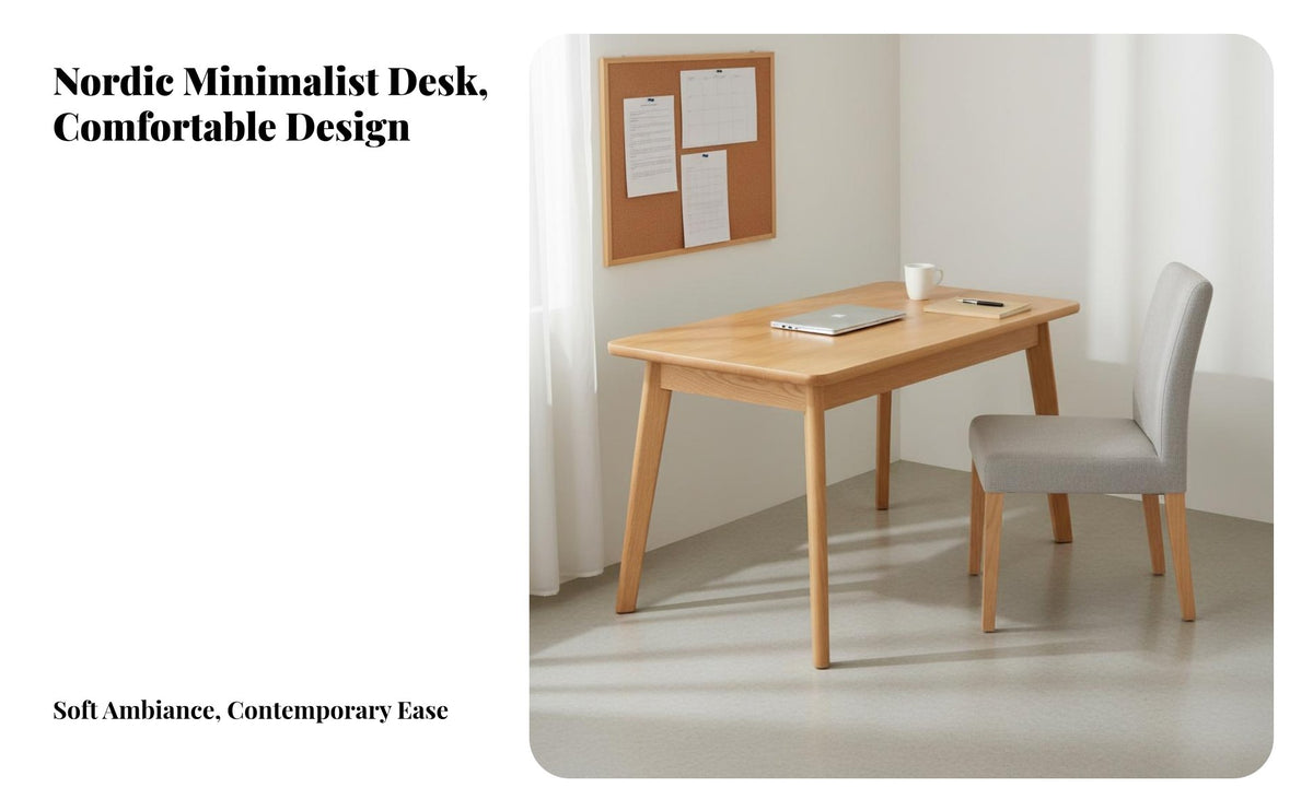 Solid Wood Leg Firm Table Structure Home Office Computer Desk Sturdy Construction Simple Wooden Desk for Students, Dorm Room, Bedroom
