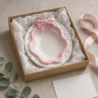 Oval Ceramic Plate Glossy Bow-Shaped Serving Dish