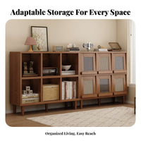 Modular Credenza with Retractable Doors Easy to Clean Underneath Bookcase