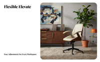 Curved Wood Task Chair Height Adjustable rotate Seat mid-century-centuryera Modern aesthetic