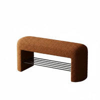 Modern Minimalist design Sherpa-Covered Shoe Bench Soft Padded Seat Home Storage 2-in-1 Design Household Furniture Sturdy for Families, Apartment Dwellers, Homeowners, Entryway, Living Room, Bedroom, Hallway