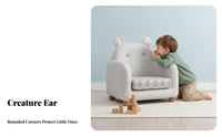 Removable and launderable Cover CreatureThemed Loveseat Cute Cartoon Design kids' Furniture durable Wood Frame children's Seating Easy to Clean for Toddlers, Preschoolers, Parents, Kindergarten, Daycare, Playroom, storytime corner