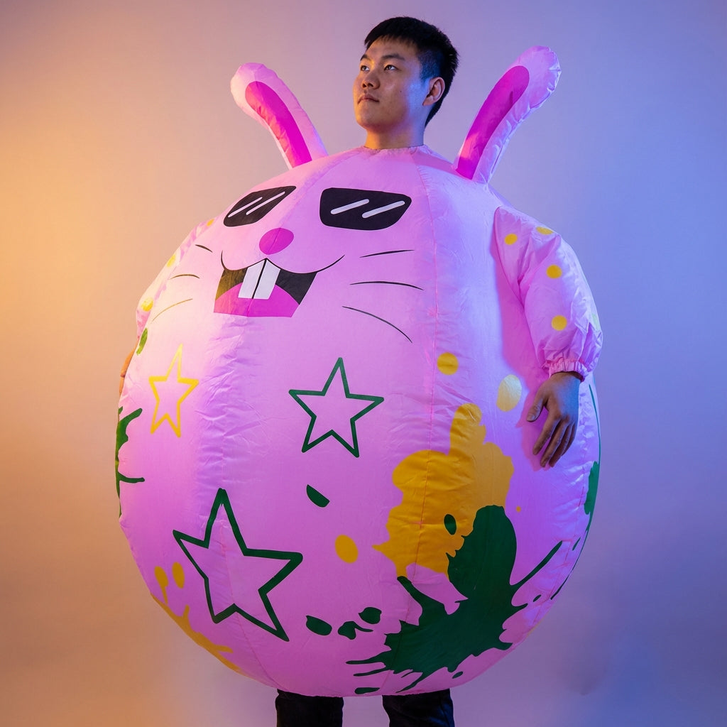 Inflatable Easter Bunny Costume Holiday Themed Mounted Bunny Costume Funny Design Inflatable Hare Suit for Adults, Men, Parties, Festivals, Costume Parties, Xmas