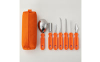 7 Pieces Pumpkin Carving Kit Easy Grip Pumpkin Carving Tools Kit Serrated Tool Set for DIY Enthusiasts, Families, Halloween, Home Decorating
