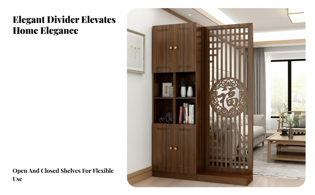 Partition Screen Cabinet Modern Design Hollow Carved Partition Multi-Functional Entryway Storage Divider for Homeowners, Apartment Dwellers, Bedroom