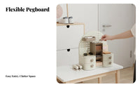 Multi-Functional interchangeable Pegboard Stand Space-Saving Freestanding Perforated Panel adaptable Entryway organizer Minimalist Design for Adults, Office Workers, Students, Desk, Countertops, Bedroom, Bathroom