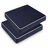 2 Pieces Washable Outdoor Patio Chair Cushion Chair Pad with Ties White Piping