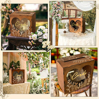 Wooden Postcard Storage Box for Weddings and Parties