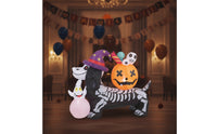 Inflatable Dog with Pumpkin Head LED Lights Skeleton Dog Inflatable Halloween Yard Decoration Lawn Ornament Outdoor for Party
