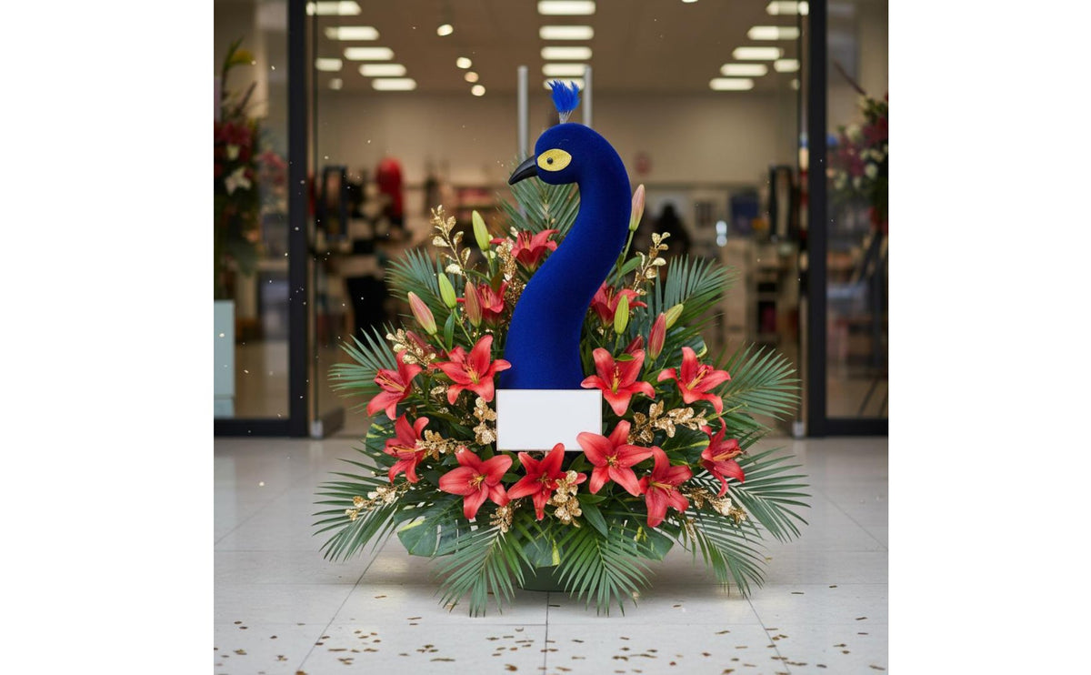 Auspicious Symbol Artificial Peacock Head Vibrant Colors Flocked Peacock Model Floral Supply for Florists, DIY Crafters, Grand Opening
