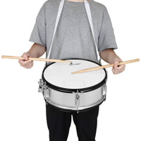14-Inch Snare Drum with Strap Metal Snare Drum with Drumsticks Portable Percussion Instrument Adjustable for Beginners, Students, Rehearsals