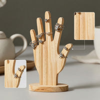 Wooden Hand Display Sculptural Hand Jewelry Display Holder Compact Band Stand for Vanity Table, Boutique
