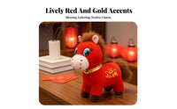 Chinese New Year Horse Stuffed Good Luck Charm Astrological Horse Symbol Doll Meaningful Cultural Home Decor Decoration for Family, Office