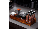Unidirectional-Way Valve Single Dose Coffee Bean Tubes with Holder Airtight Seal Wooden Espresso Workflow Organizer Glass Vials