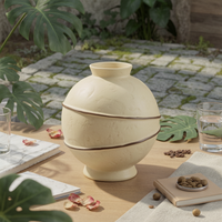 Bulb Vase Flared Neck Footed Vase Cream Finish