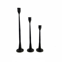 3 Pieces Black Cast Iron Candlestick Retro Design Tall Candlestick Holder
