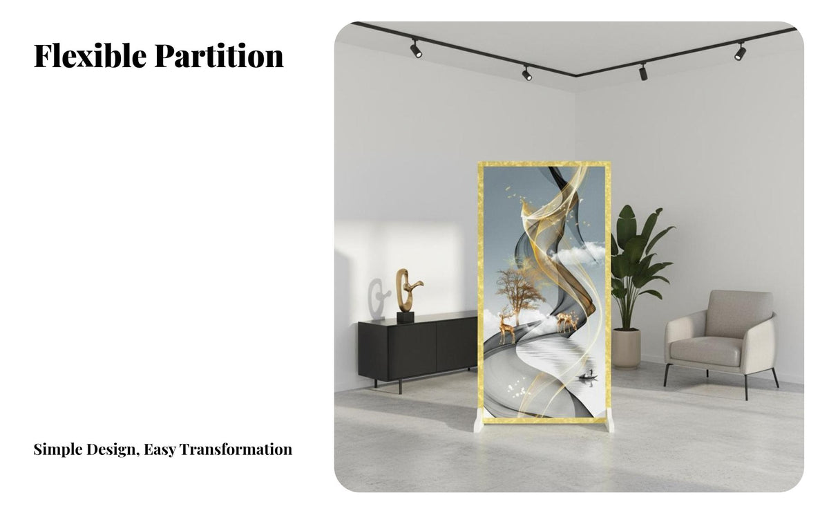 New Chinese Design Single Panel Partition Movable Single-Panel Art Screen Mobile Room Divider Light Luxury Aesthetic for Interior Designers, Office Workers, Business Owners, Entryway, Studio Apartment, Bedroom, Restaurant