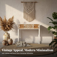 Carved 2-Drawer Nightstand Vintage & design Bedside Table Distressed Finish Sturdy Construction for Adults, Guesthouse, Entryway