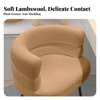 Soft and Comfortable Plush Barrel Chair High-Density Foam Cushion Vanity Stool Wide Seat Indoor Furniture Wavy Backrest Design for Homeowners, Adults, Students, Makeup Room, Dressing Area, Bedroom, Home Office
