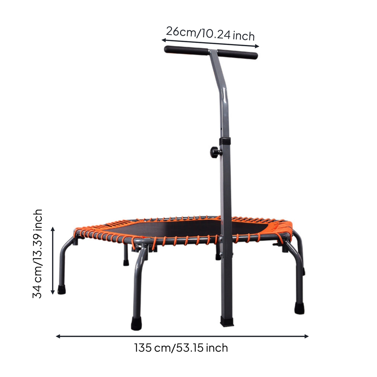 Hexagonal Trampoline bar Sturdy Trampoline Adjustable Handle Compact Rebounder Bar for Apartment