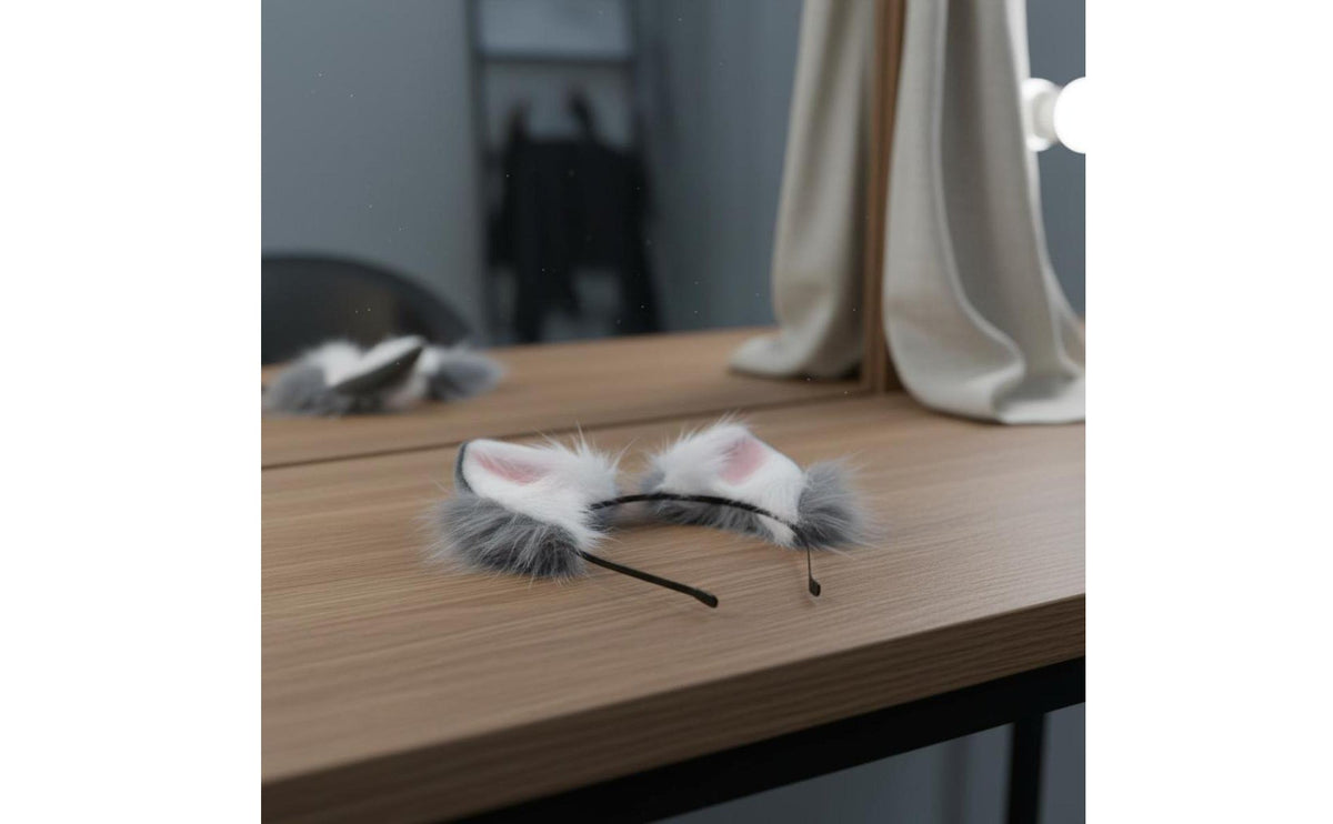 Faux Wolf Ears Headband Handmade Realistic Creature Ears Hair Hoop Costume Accessory Bendable Skeleton for Stage Performances